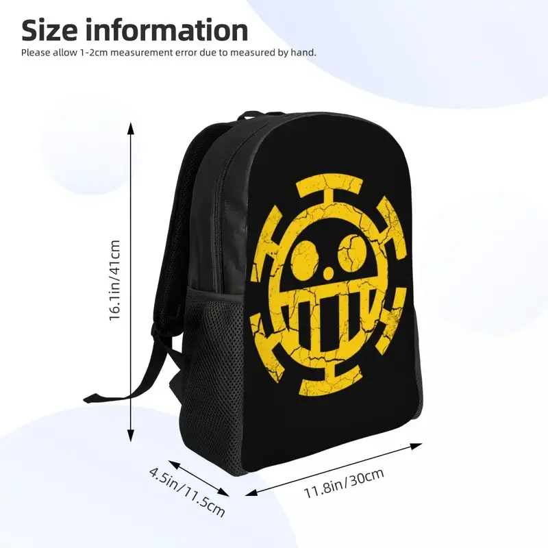 Mochilas personalizadas Trafalgar Law, bolsas One Piece Pirates, bolsa casual para escola e faculdade, homens e mulheres, legal