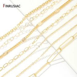 Multi Types 14K Gold Plated Brass Metal Round Link Cable Chains,DIY Jewelry Spool Chains Necklace Bracelet Making Accessories