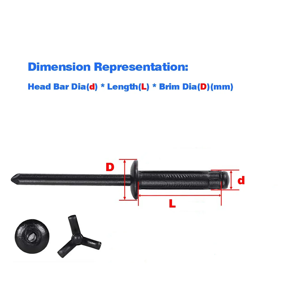 All Aluminum   Pop Rivet/Three Claw Black Pull Rivet