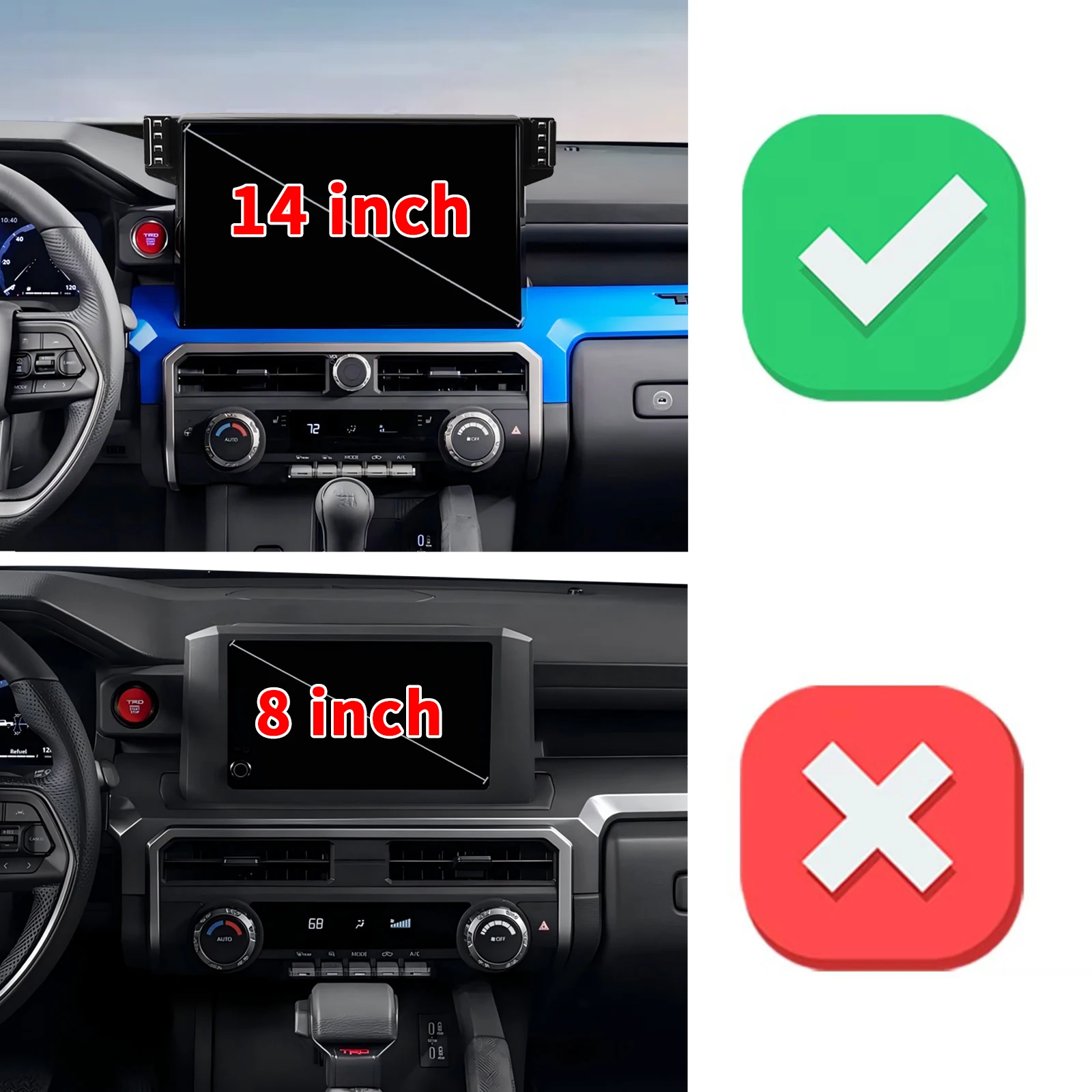 Suporte de Navegação para Toyota Tacoma 2024 2025 2026, Base para Tela de 14 polegadas, Suporte para Telefone, Montagem para Carro ​ ​ acessórios