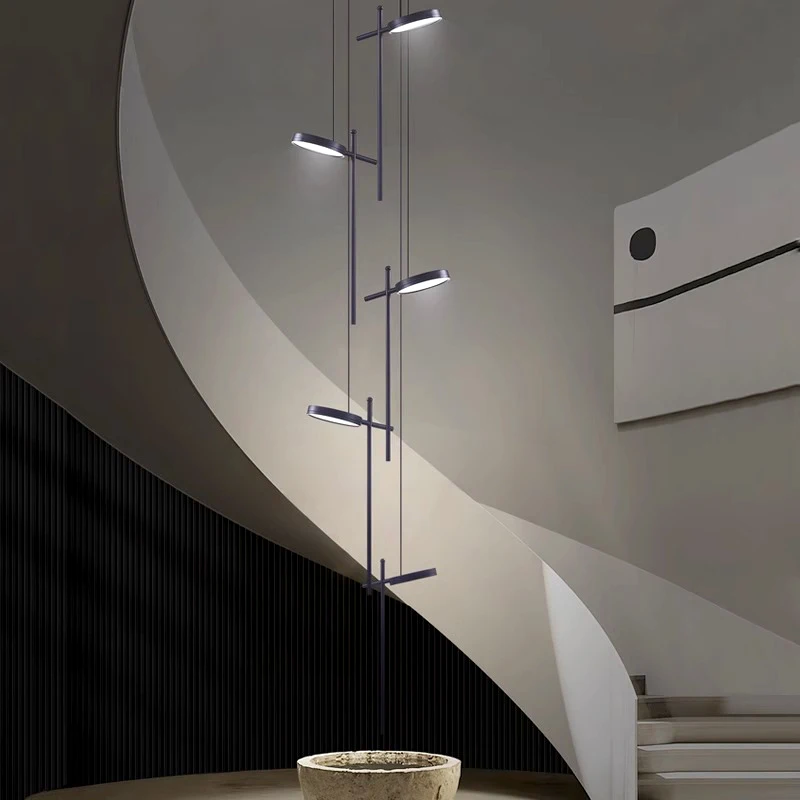 Candelabro de escalera moderno, iluminación interior, lámpara de techo, candelabros led para sala de estar, iluminación interior