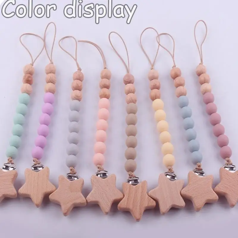 Silicone Pacifier Clip Infant Star Teether Clip Teething Aid for Soothing