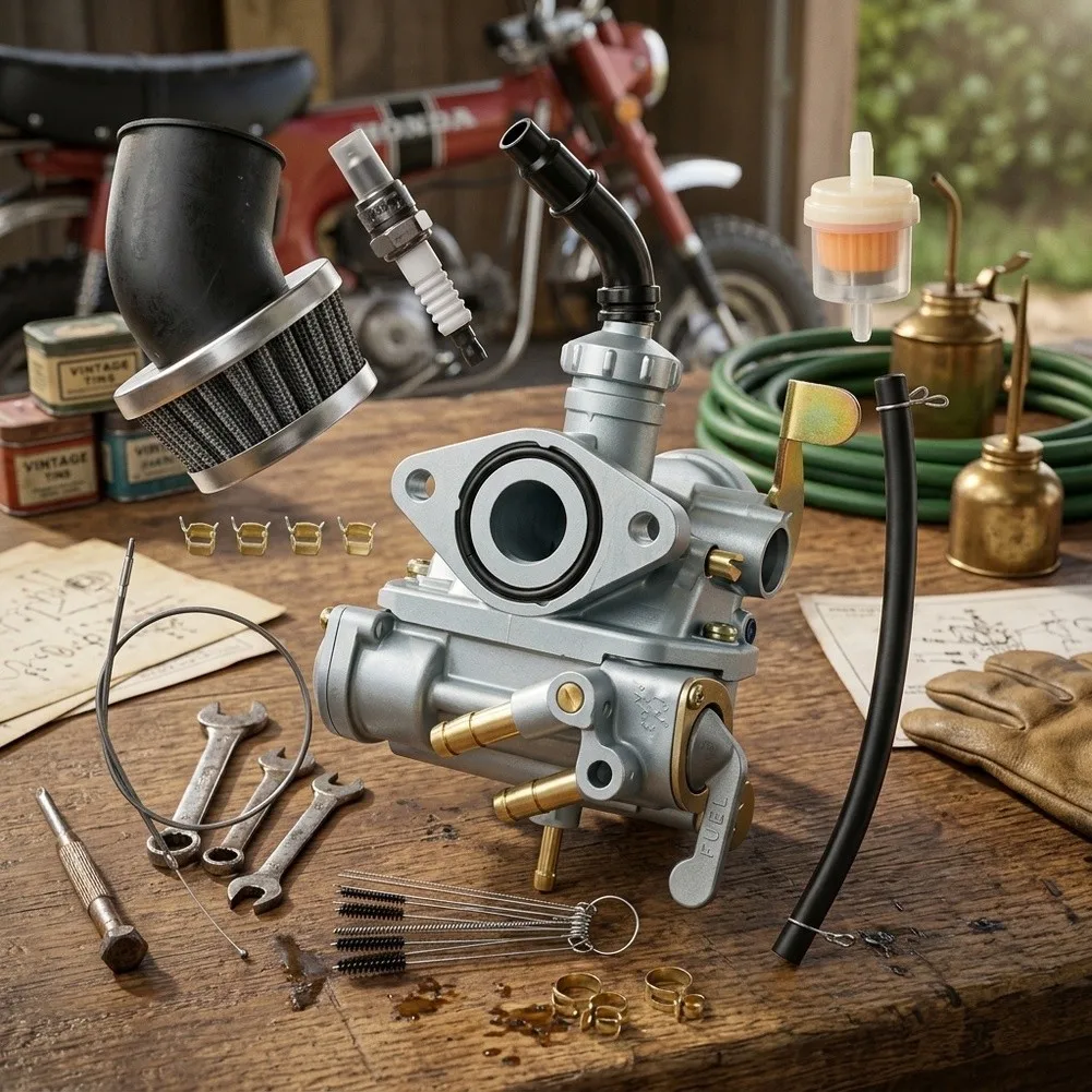 For Motorcycle Restoration Carburetor For CT70 As Shown With Air Filter Includes Spark Filter For Honda CT70 1968-1994