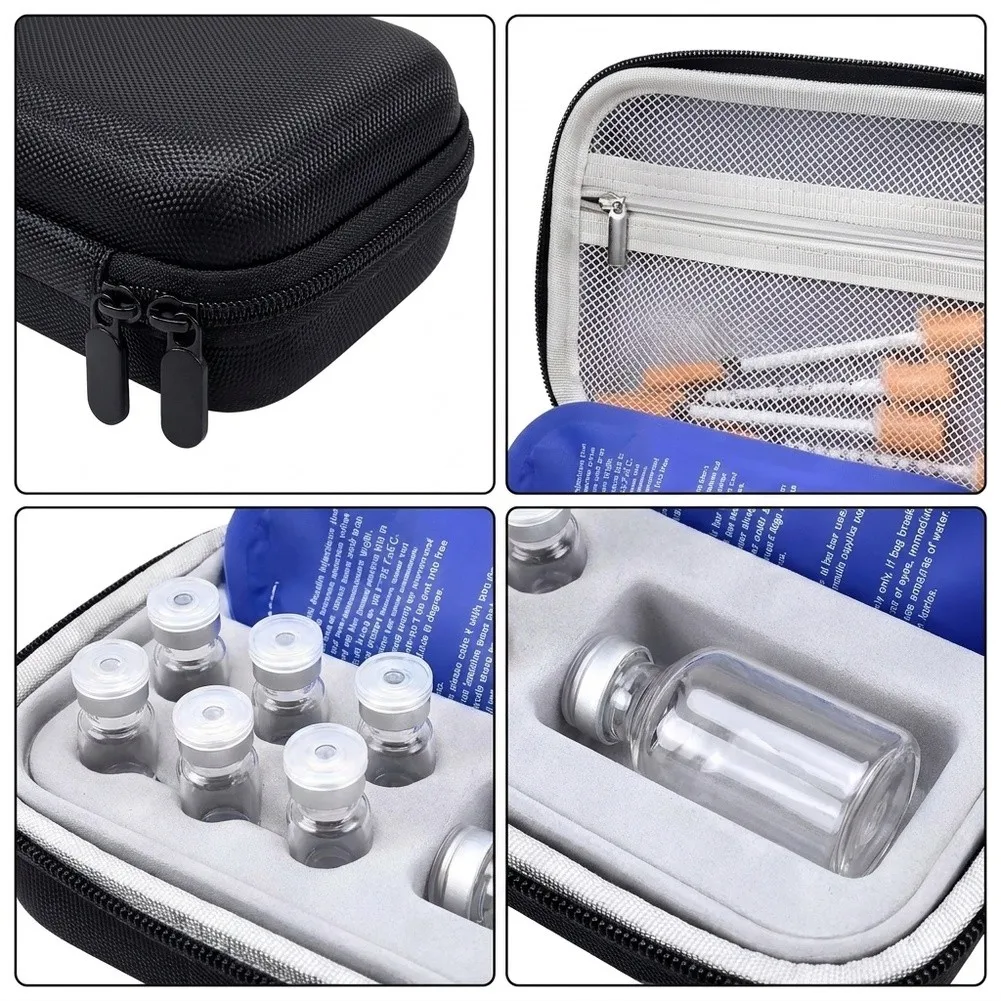 Peptide Storage Bag with Reinforced Structure - Fabric+EVA Vial Case for Temperature-Sensitive For medications