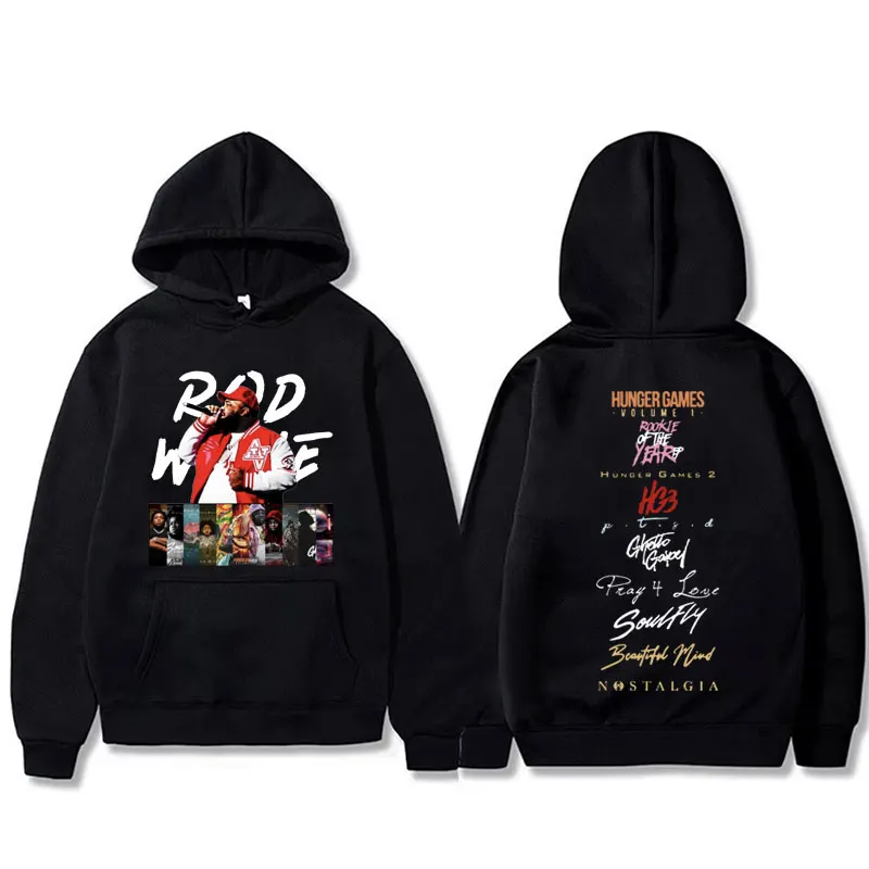 

Rapper Rod Wave Music Album Cover Double Sided Print Hoodie Male Fashion Oversized Pullover Men Women Vintage Hip Hop Hoodies