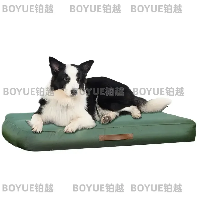 Waterproof Inflatable Pet Bed Outdoor Summer Dog Cat Pad Removable Cover Non Slip Base Foam Cushion Portable Travel Mat Green