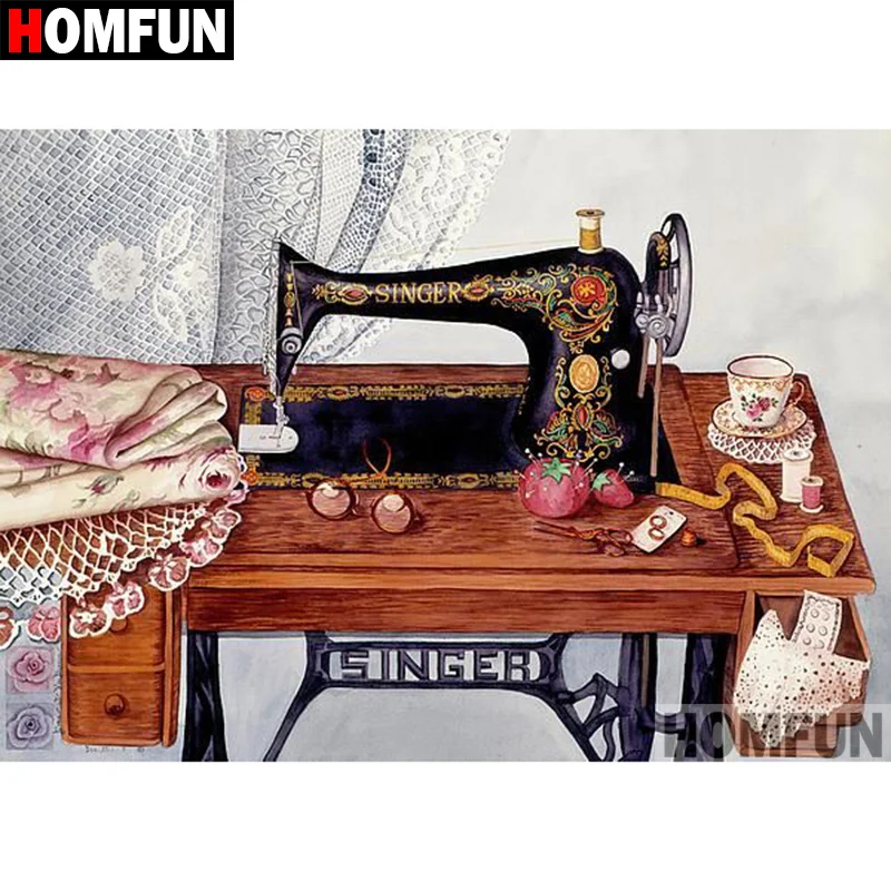 

HOMFUN 5D DIY Diamond Painting Full Square/Round Drill "Sewing machine" Embroidery Cross Stitch gift Home Decor Gift A09225