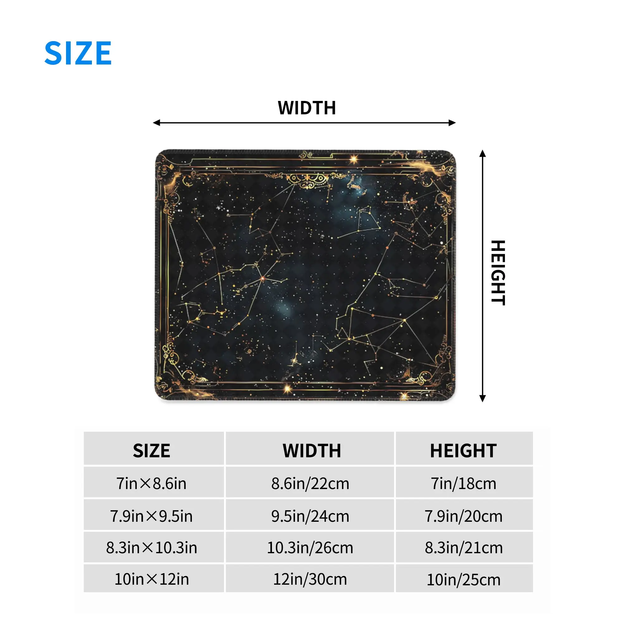 Golden Celestial Stars Zodiac Constellations 8 Mouse Pad Computer Keyboard Mouse Mat PC Laptop Desk Mat Accessories Table Mats