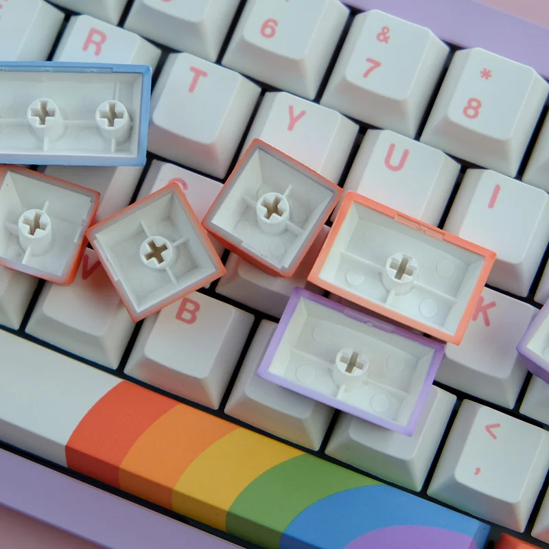 129 keys Rainbow Theme Keycap Cherry Profile DYE-SUB Color PBT Keycap With 1.75U 2U Shift For MX switch Mechanical Keyboard