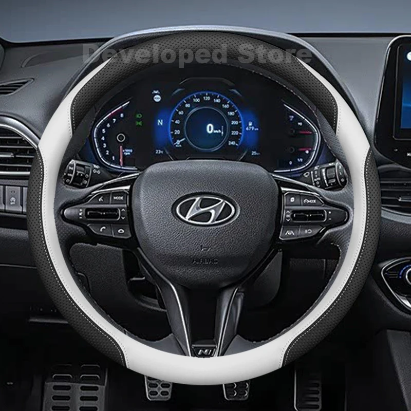 

Car Steering Wheel Cover For Hyundai i30 Hybrid i20 i10 N Line 2025-2013 Leather Auto Steering Wheel Hyundai i30 Accessories