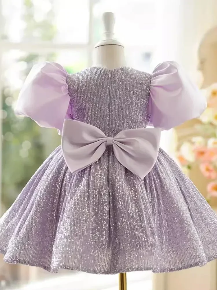 Vestido de baile con lentejuelas para niños, vestido de princesa para fiesta de cumpleaños y boda, vestido de primera comunión A3707