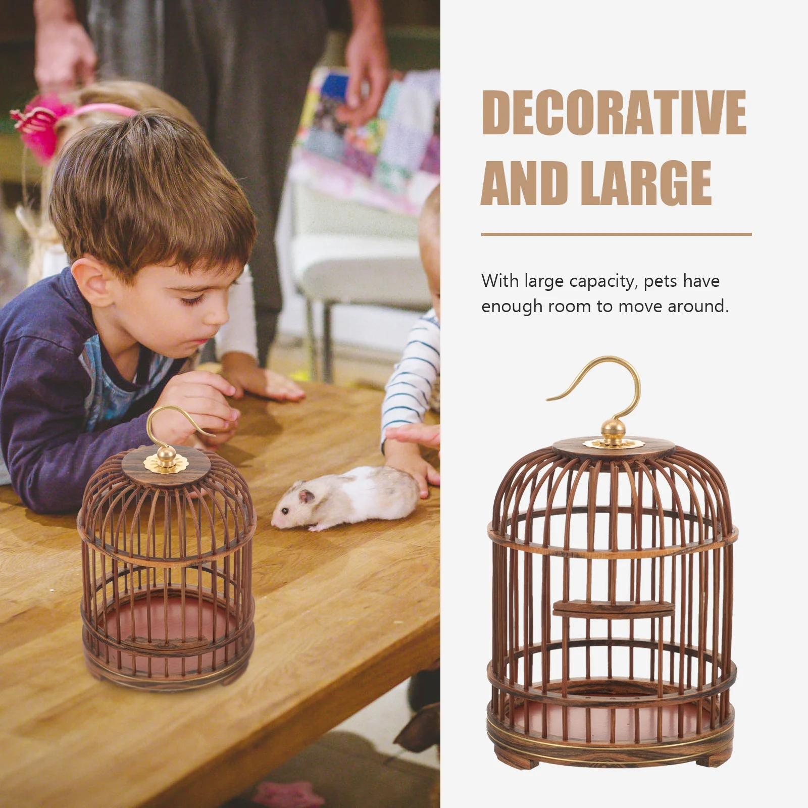 Inflatables for Children Pet Cage Decorative Bird Hanging Small Animals Insect outside Wooden Nest Birdcages