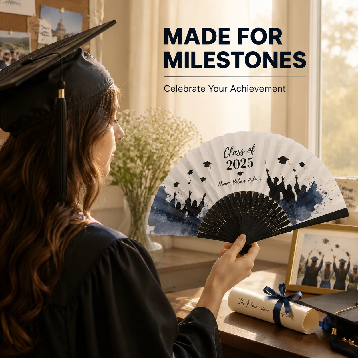 Personalized Graduation Fan Custom Picture Folding Hand Fan Senior Night Graduation Keepsake