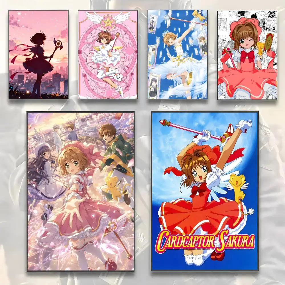 Cardcaptor Sakura Anime Magical Girl Poster Self-adhesive Advanced Aesthetic Printing Paper Wall Art for Living Room Home Decor