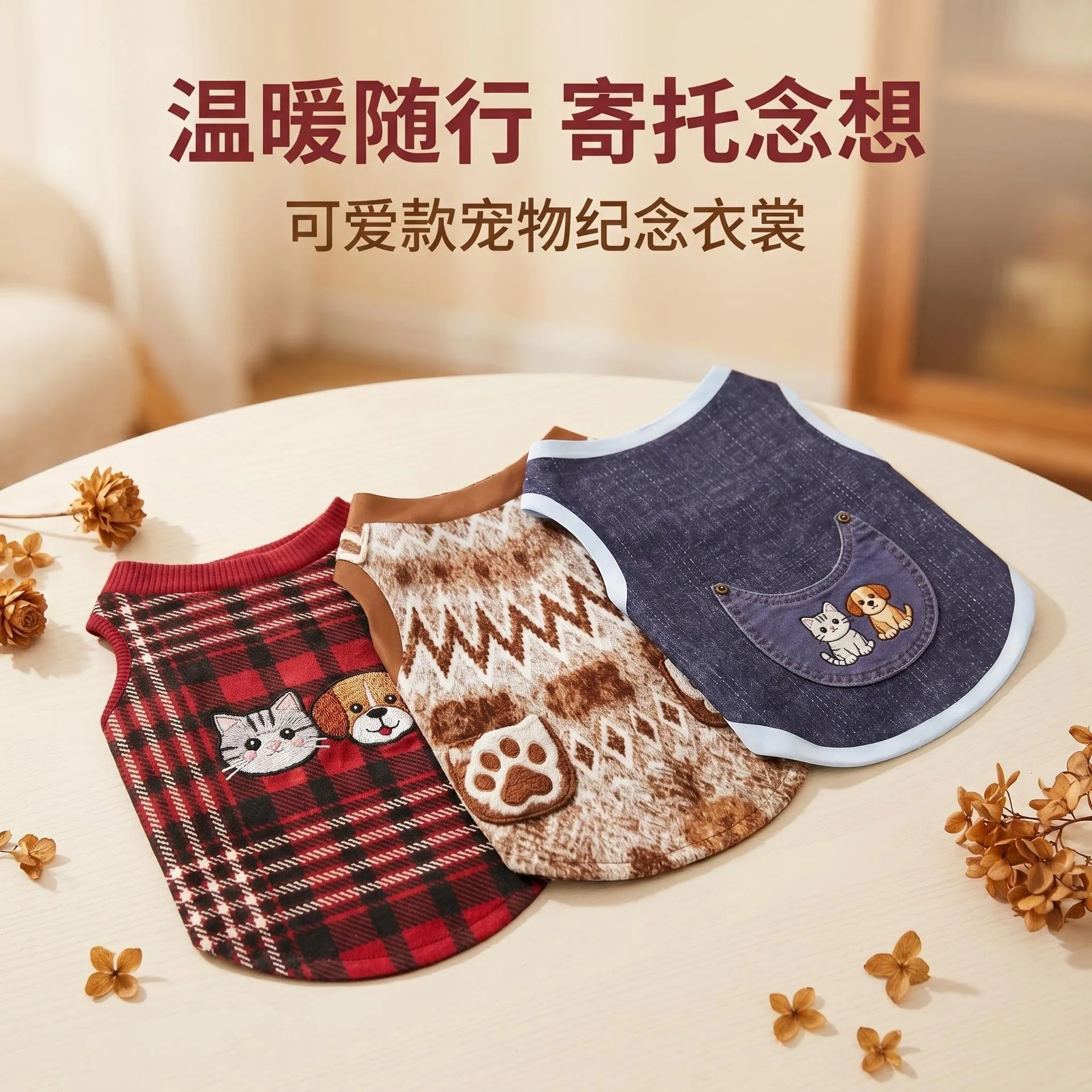 Pet Memorial Simulated Pet Vest Clothes Paper Model, Cute Printed Pet Outfit Paper Craft, Tribute Supply for Deceased Cat & Dog Commemoration
