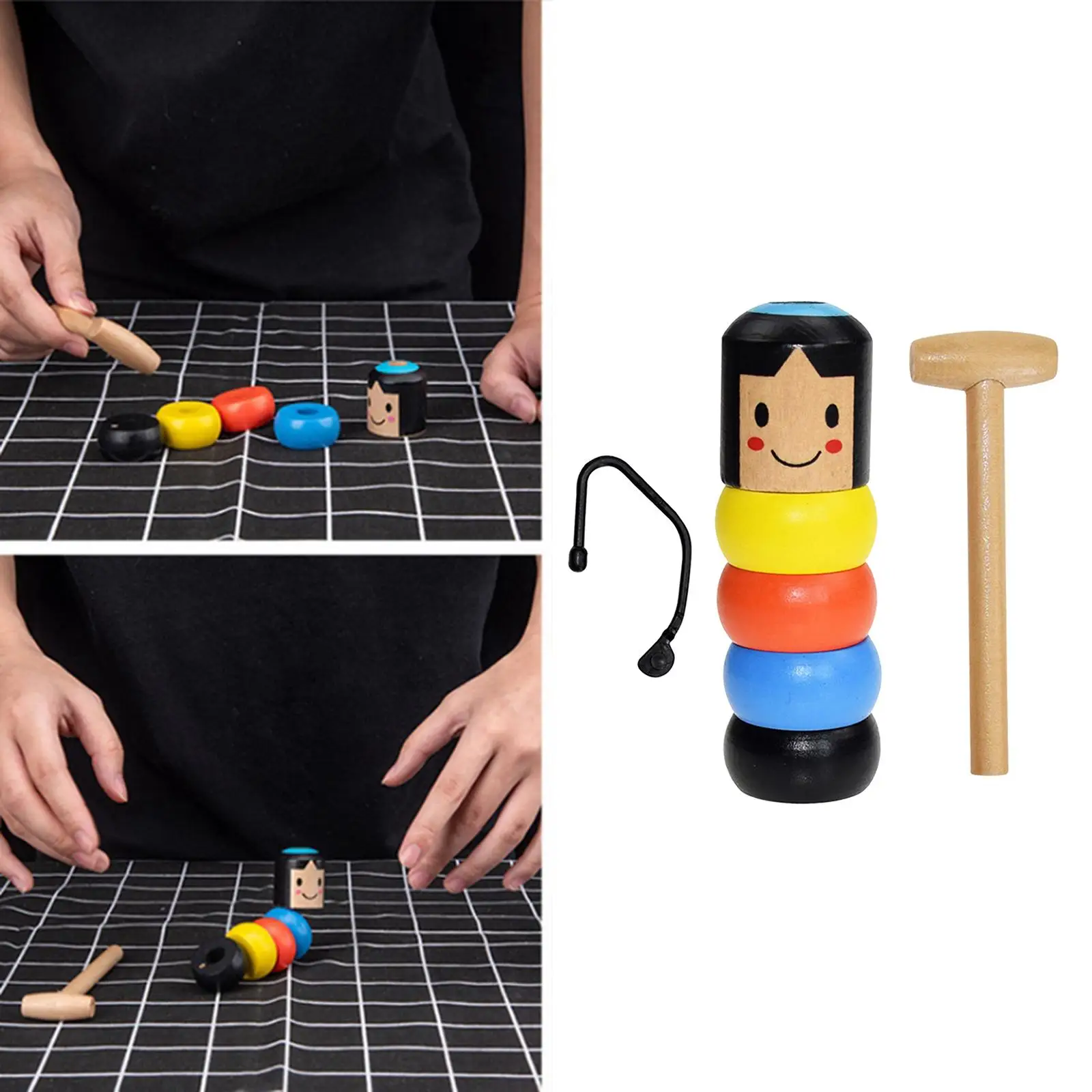 Small Wooden Wood Game Toys Man Stubborn Unbreakable Magical Props