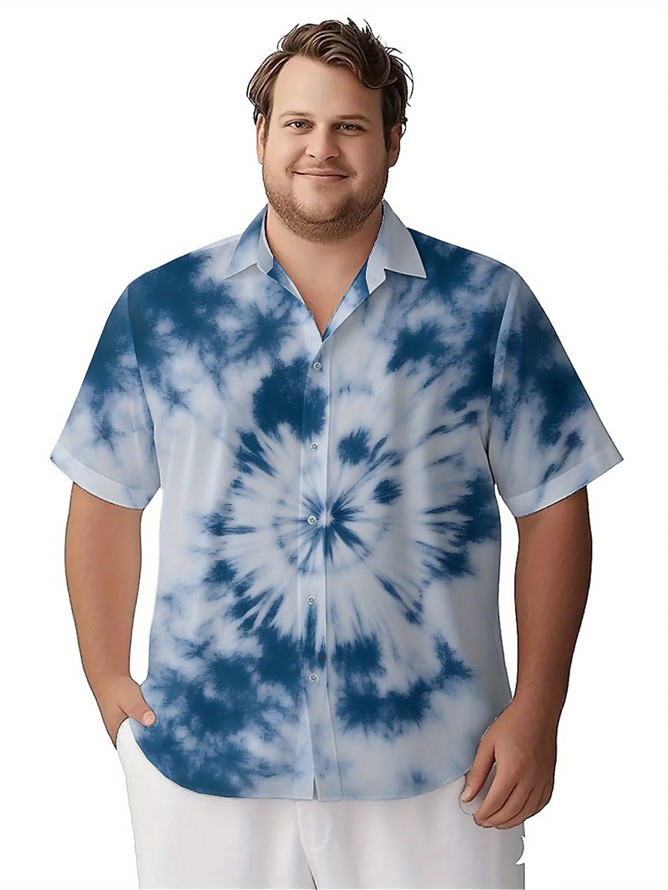 Men's Plus Size Hawaiian Shirts Dream Nebula Pattern, Unisex Aloha Shirts,New in Summer Tops Tee,streetwear