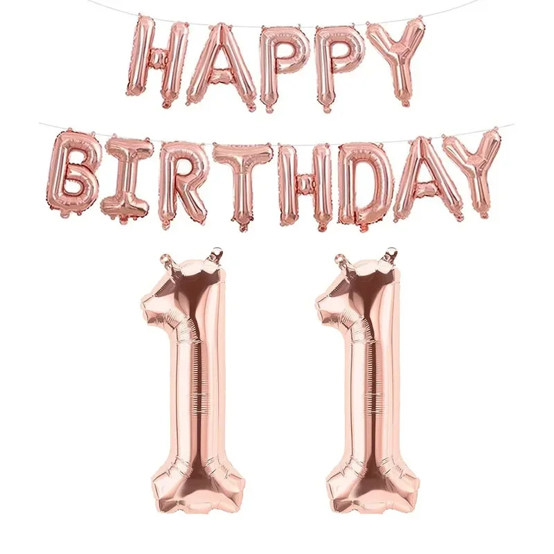 15 قطعة الذهب الوردي عيد ميلاد سعيد عدد احباط بالون الاطفال الكبار حفلة زينة بسيطة صبي فتاة 10 18 25 30 40 50 60 70 سنة #2