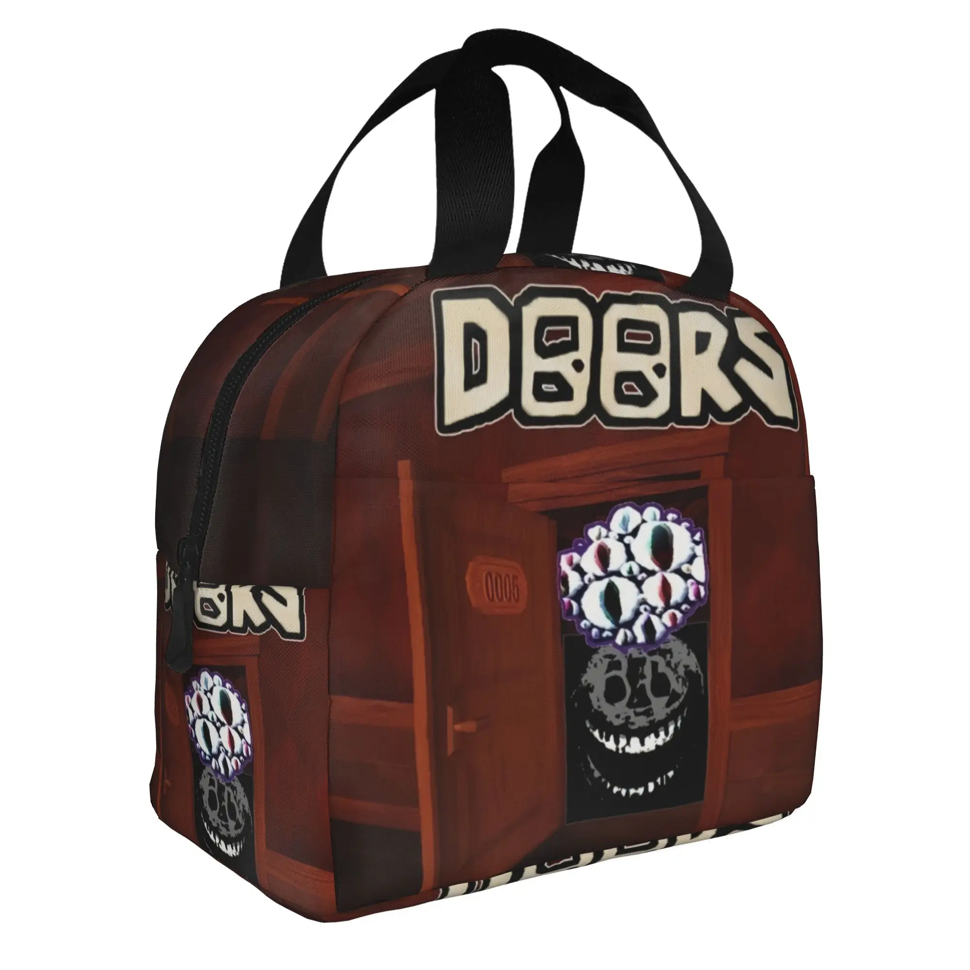 Cartoon Doors Game  Insulated Lunch Bag for Women Resuable Anime  Thermal Cooler Lunch Box Office Work School