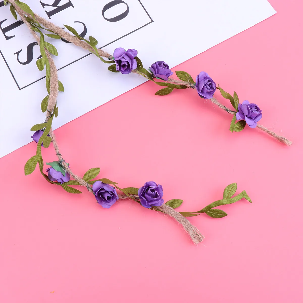 

2Pcs Comfortable Cloth Rose Flower Headband Floral Headpiece for Women Girls Wedding Party Festival Photography Travel Lavender