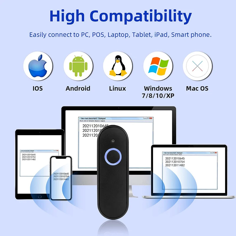 Picture 5: Mini Wireless Barcode Scanner 1D 2D QR Code Scanner USB Bluetooth Pocket QR Reader IOS Android Windows for Mobile Payment