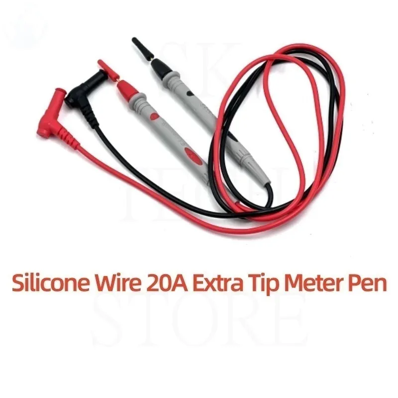 Silicone Wire Universal Probe Test Leads Pin 1000V 20A Digital Multimeter Probe Test Leads Needle Tip Common 20A Mutimeter Jacks