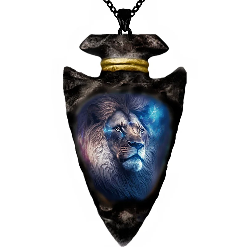 Fashion Indian Animal Lion Pendant Necklace Hip Hop Black Chain Necklaces for Men Stainless Steel Jewelry Accessories Party Gift