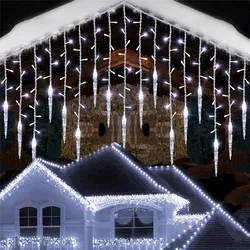 Guirlanda de calle en la casa Festón de invierno Led Cortina Luces de carámbano para decoraciones navideñas de Año Nuevo 0.4-0.6m Droops Wave Año Nuevo 2025 Decoración Envío gratis Navidad / Decoración de bodas / fies