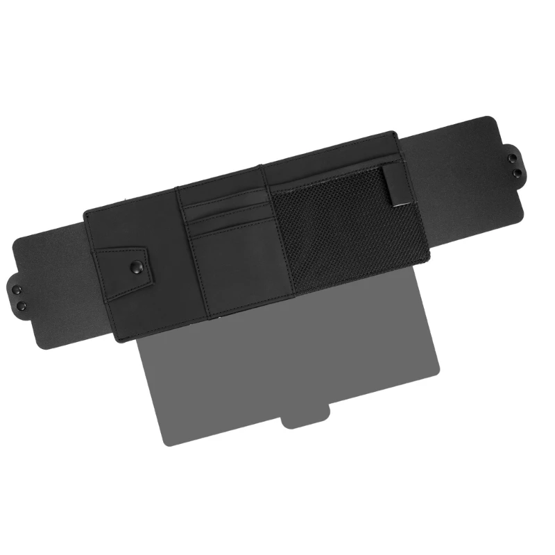 Black Car Shade Extension Case with Fold-Down Tinted Panel, Overhead Storage Area and Small-Item Space for Commuting