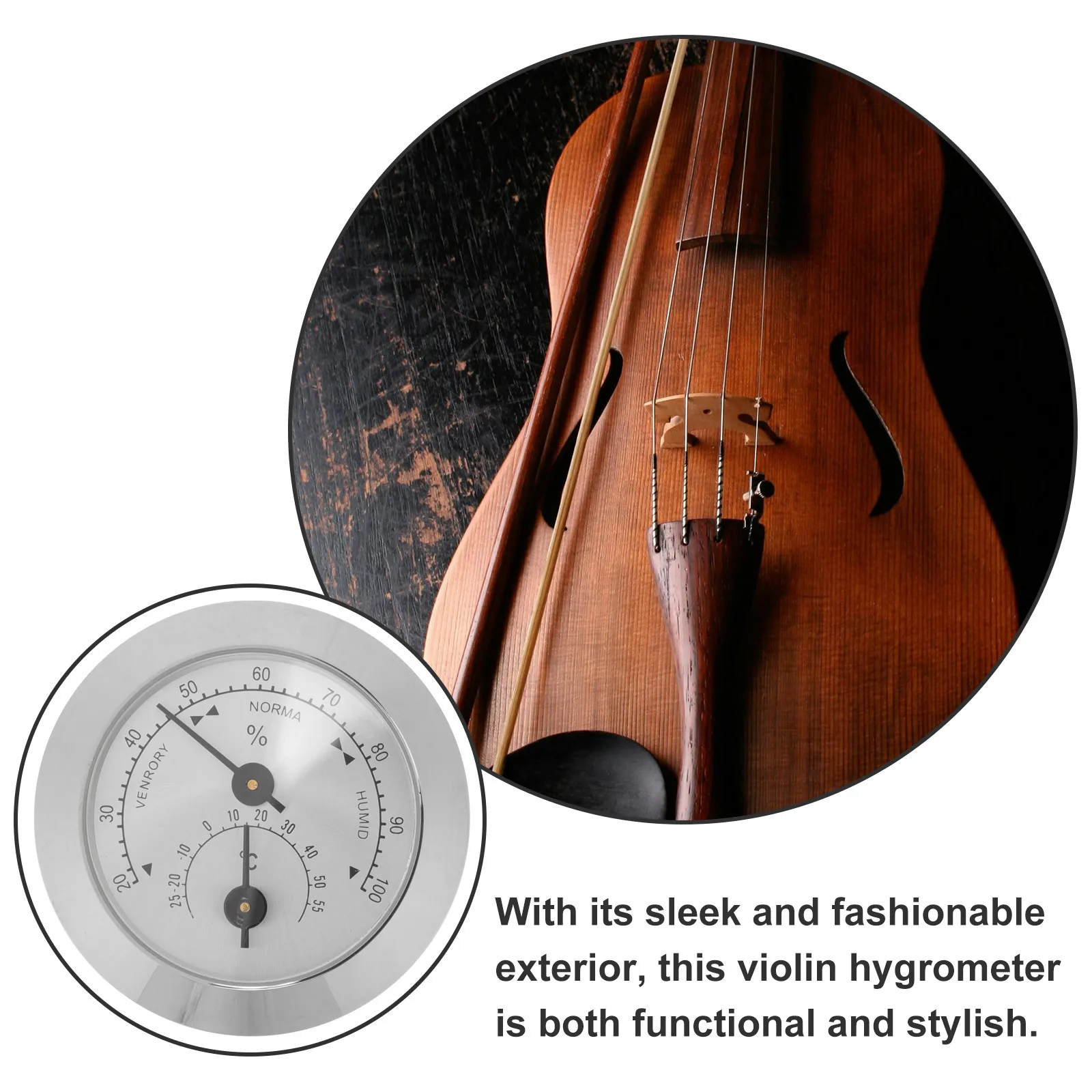 

ABS Zinc Alloy Violin Hygrometer Humidity Monitor Easy Installation Compatible Various Models Guitar Accessories Protection