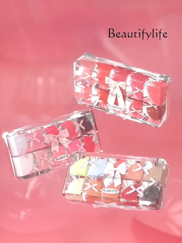 Ten-color color matching lip frozen plate, moisturizing and moisturizing, improving complexion, no card pattern gift box.