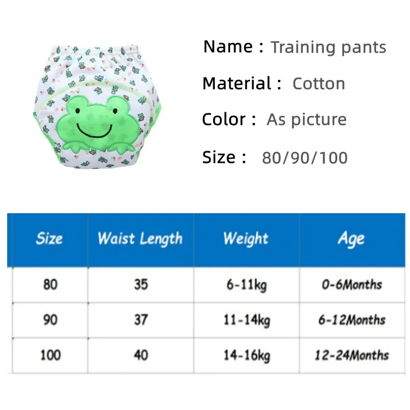 3 pz/lotto pannolini per bambini biancheria intima per bambini pannolini riutilizzabili pantaloni da allenamento per wc per 6-15kg