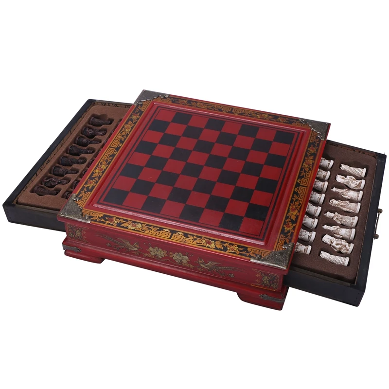 32Pcs/Set Wooden Table Chess Chinese Chess Games Resin Vintage Collectibles Gift Chessman Christmas Birthday Premium Gifts Enter