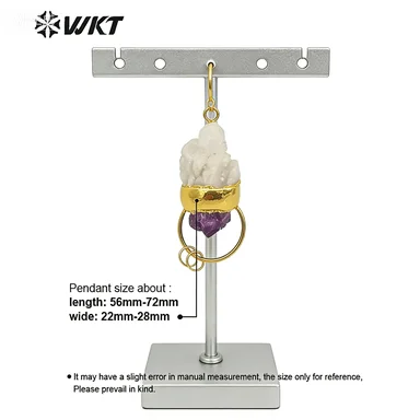 

WT-P1582 WKT Новинка: Модное женское ожерелье с подвеской из белого кластерного кварца и фиолетового камня, красивое, в золотистом покрытии