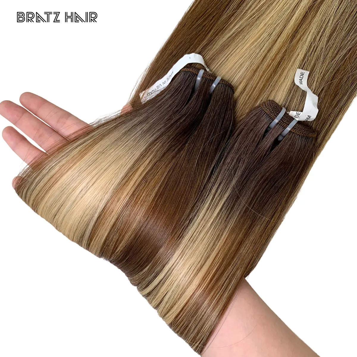 

Ombre P4/613 Супер двойные нарисованные толстые концы, пучки девственных вьетнамских волос 13x4, фронтальная застежка 4x4 для наращивания волос