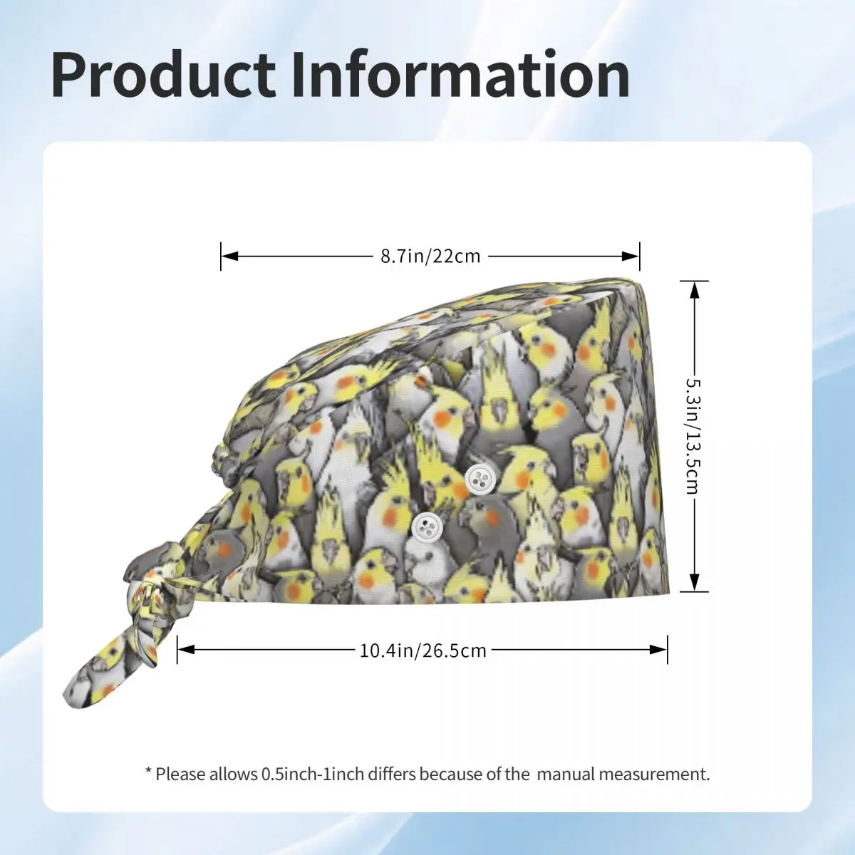 Cockatoo Cockatiel Parrot Galore Scrub Hat Doctor Working Surgical Cap Men Women Adjustable Nursing Caps for Dentist