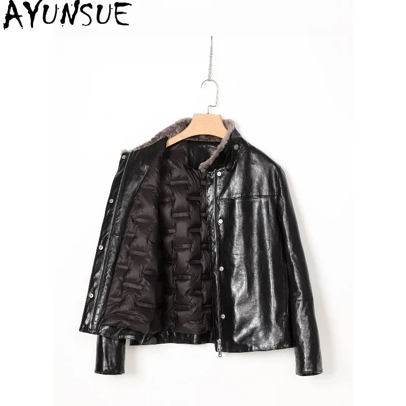 AYUNSUE Real Leather Down Jackets for Woman 2026 Luxury Sheepskin Black Jacket Woman Commute Outerwear Woman Clothing ropa mujer