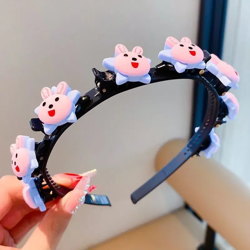 عصابة رأس مضفرة على الطراز الكوري للأطفال على شكل رسوم كرتونية لإكسسوارات شعر الفتيات العصرية