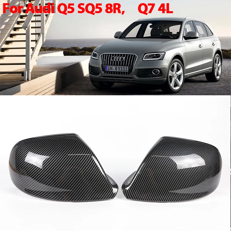 

Carbon Fiber/ABS 2x Mirror Cover Car Side Rearview Mirror Cap Cover Shell Replacement For Audi Q5 SQ5 08-17, 8R Q7 4L 10-15