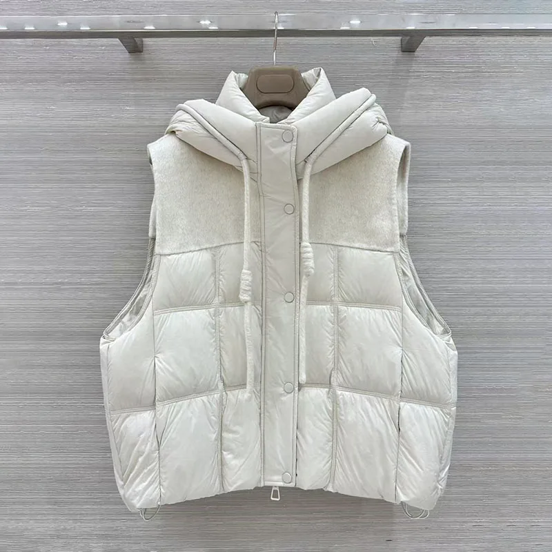 2026, New Design, Women's Double-sided Cashmere Patchwork Down Jacket, Warm Sleeveless Coat Vest, High-Quality Down Coat, Y2K