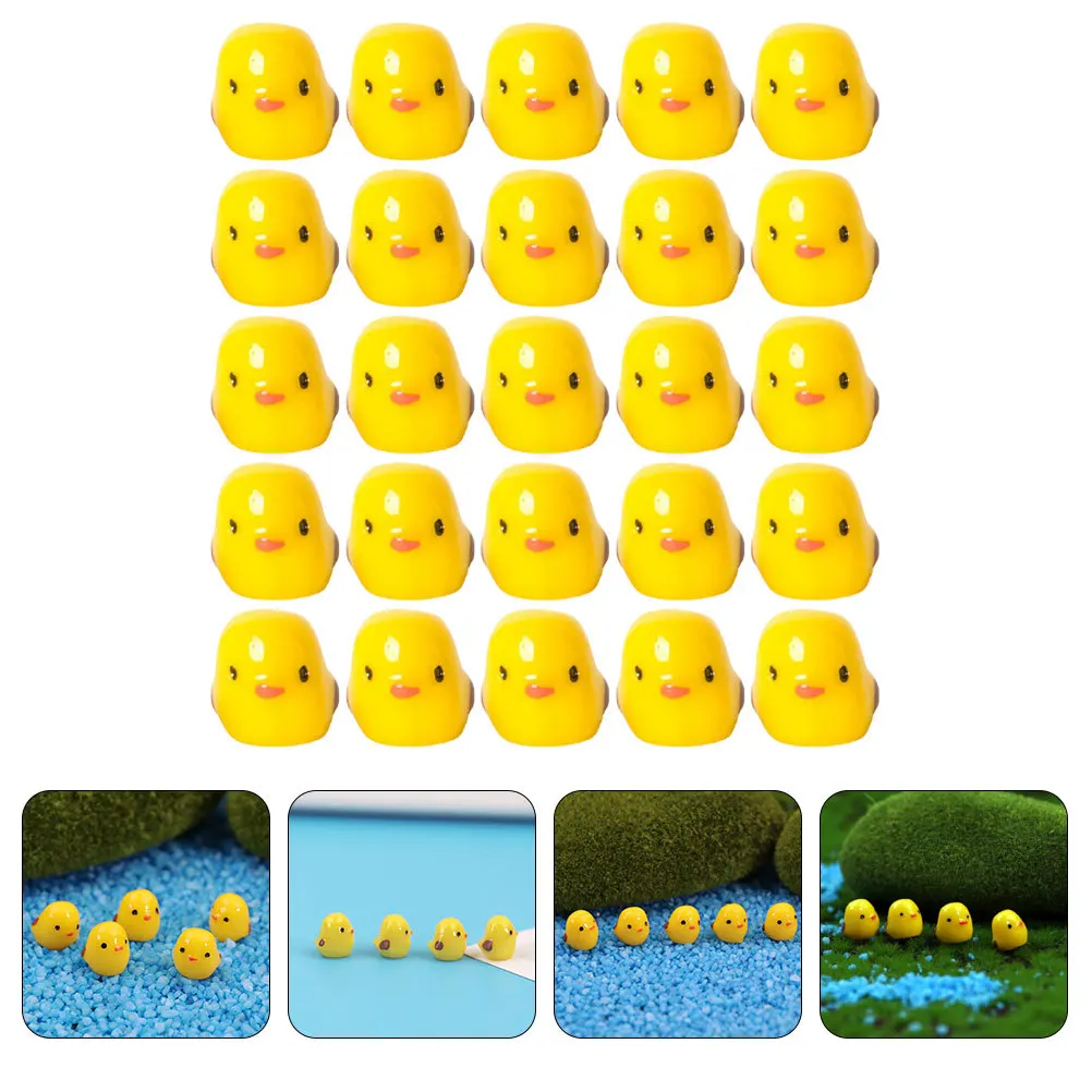 

50Pcs Small Yellow Duck Resin Statues Cute Mini Animal Decorations for DIY Cake Garden Moss Landscape Photography Prop Ornaments