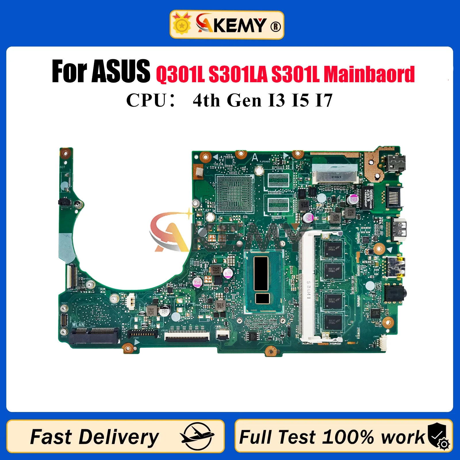 

S301LA Laptop Motherboard For ASUS VivoBook S301L Q301L S301LA S301LP Notebook Mainboard W/ I3 I5 I7 CPU 100% tests OK fast ship