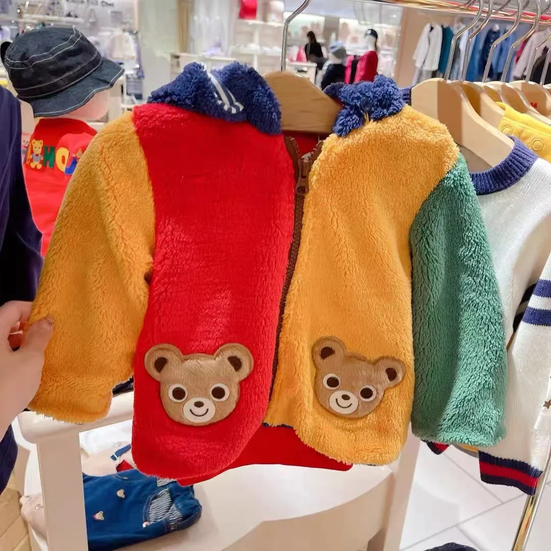 Winter Jacket Girls Coat Cotton Double Layer Warm 2022 New Boys\' Japanese Style Velvet Hooded Coat