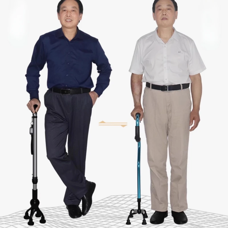 ‌Lightweight Walking Cane, Non-Slip Quad Cane with Rubber Tip,Elderly Mobility Walking Stick,Adjustable Support Cane for Seniors