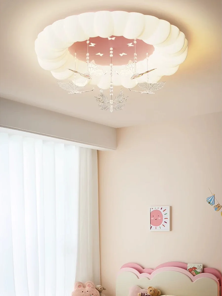 

New children's room ceiling lamp boys and girls round butterfly astronaut bedroom room eye protection lamp