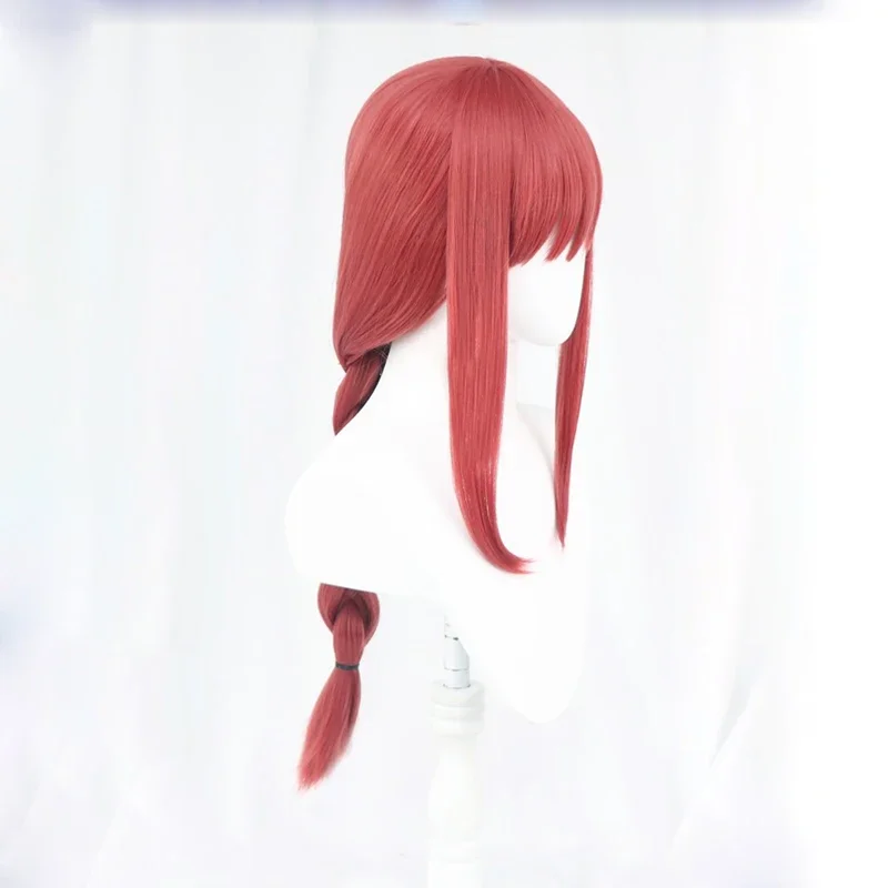 High Quality Anime Chainsaw Man Makima Cosplay Wig Long Rose Red Heat Resistant Synthetic Hair Halloween Role Play Wigs + WigCap