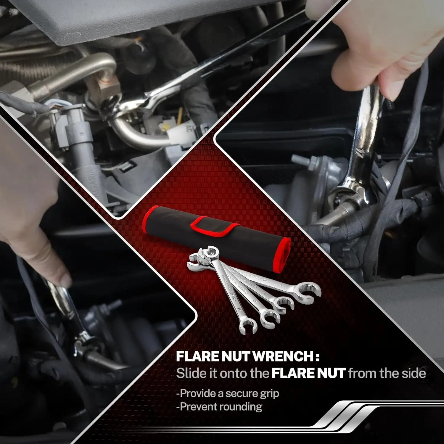 12-Piece Flare Nut Wrench Set, Metric & Standard, 12-Point Line Wrench Set 6 to 21mm & 1/4