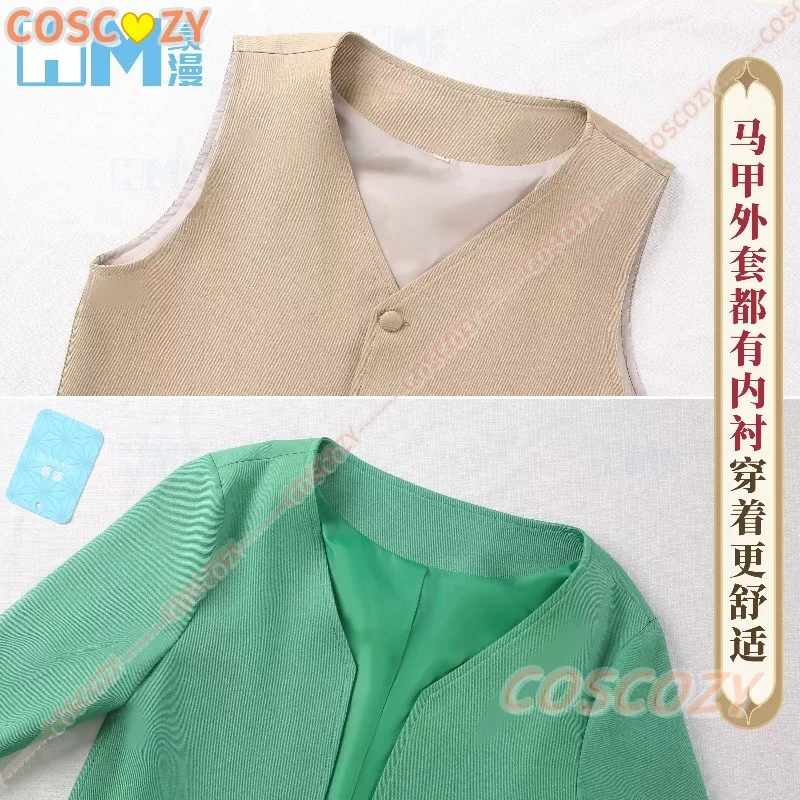 Natsuki Subaru Cosplay Costume Wig Anime Re:Life in A Different World From Zero Black Cape Green Shirt Pants Set Christmas Suit - view 5