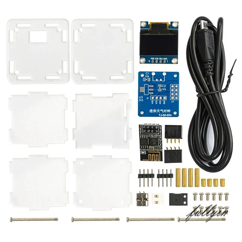 FULL-DIY Weather Clock Kit WIFI Module Internet Of Things Time Temperature And Humidity Display Soldering Practice Loose Accesso