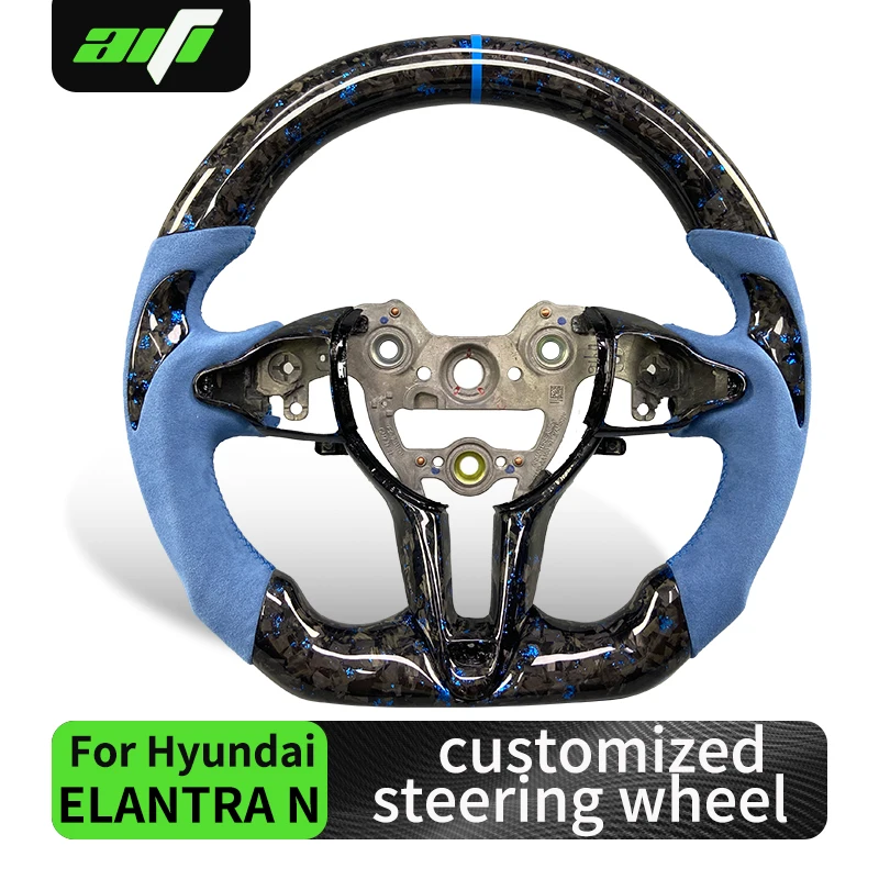 

Customized Steering Wheel Fit for Hyundai Elantra N Veloster N 2022-2025 Real Carbon Fiber Led Car Steering Wheel